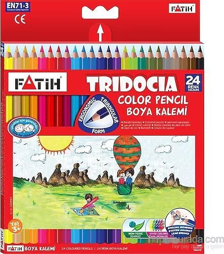KURUBOYA FATİH TAM BOY ÜÇGEN KARTON KUTU 24 RENK (33260)