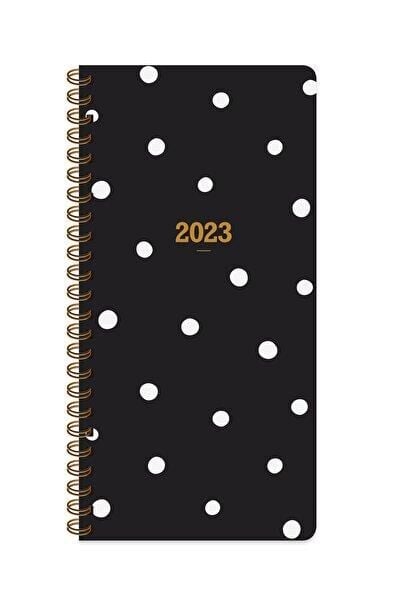 AJANDA KESKIN SPIRALLI 8x16cm. HAFTALIK KESKIN SIYAH PUANTIYELI (830041)